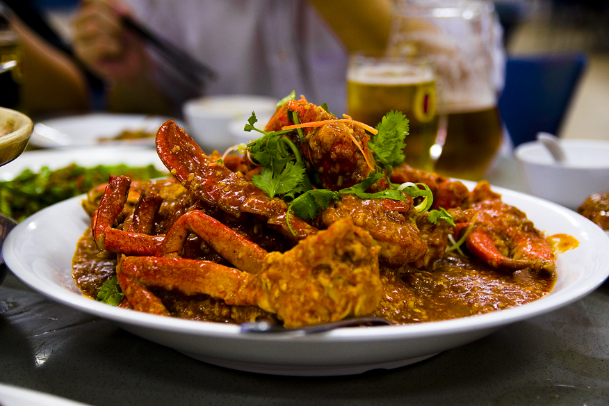 Seafood meal setting for a Kukup or Pontian family day trip